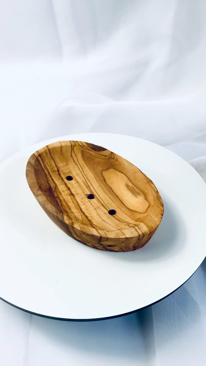 Olive Wood Soap Dish, Handmade Natural Grain Wooden Soap Holder, Rustic Bathroom Accessory, Eco Soap Tray