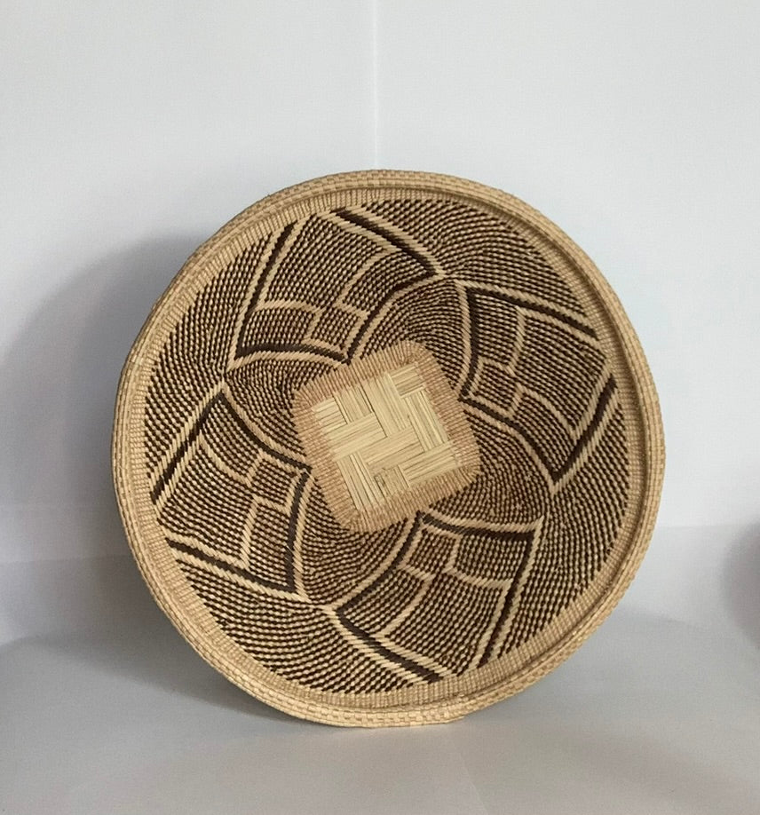Small Handwoven Wall Basket, African Ilala Palm Basket, Boho Wall Art, Zimbabwe Geometric Handmade Basket Decor