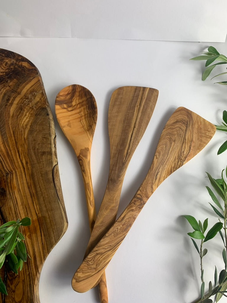 Olive Wood Long Mixing Spoon, Handmade Wooden Cooking Spoon, Baking Stirring Utensil, Rustic Natural Grain Spoon