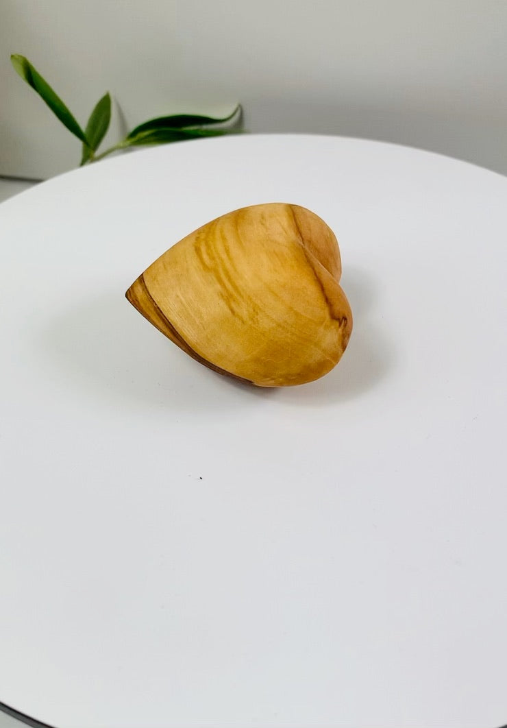 Olive Wood Heart Charm, Handmade Natural Grain Wooden Heart, Rustic Keepsake Gift, Small Boho Ornament