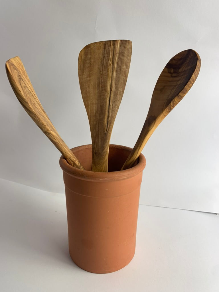 Olive Wood Spatula, Handmade Wooden Cooking Spatula, Long Handle Kitchen Utensil, Rustic Natural Grain Turner
