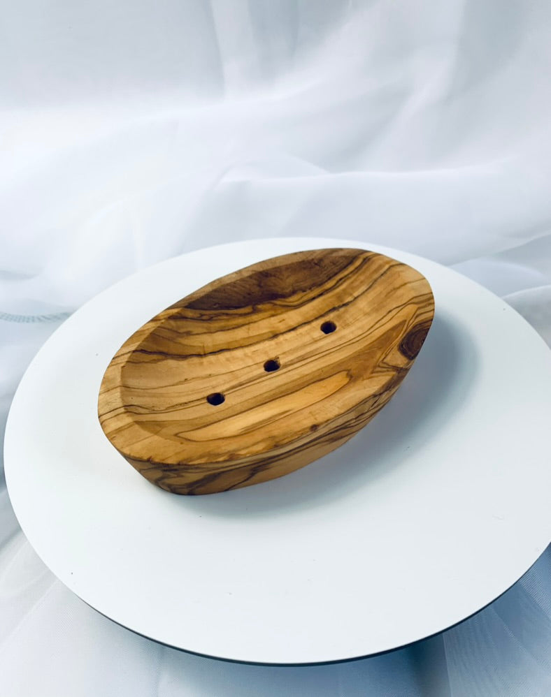 Olive Wood Soap Dish, Handmade Natural Grain Wooden Soap Holder, Rustic Bathroom Accessory, Eco Soap Tray