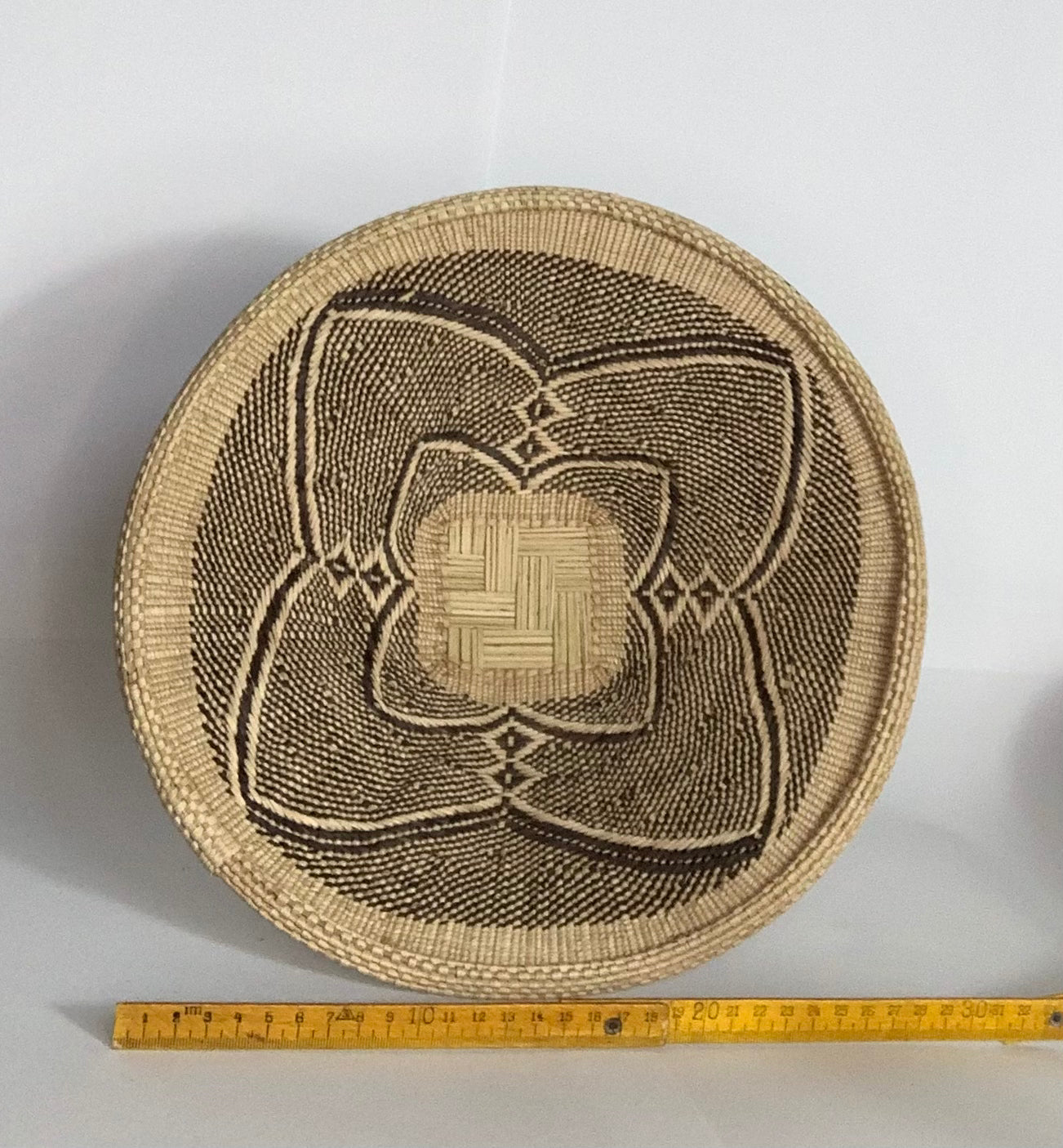 Small Handwoven Wall Basket, African Ilala Palm Basket, Boho Wall Art, Zimbabwe Geometric Handmade Basket Decor