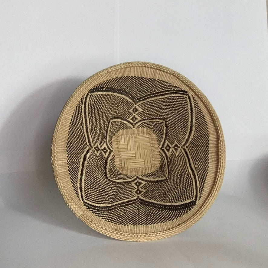 Small Handwoven Wall Basket, African Ilala Palm Basket, Boho Wall Art, Zimbabwe Geometric Handmade Basket Decor