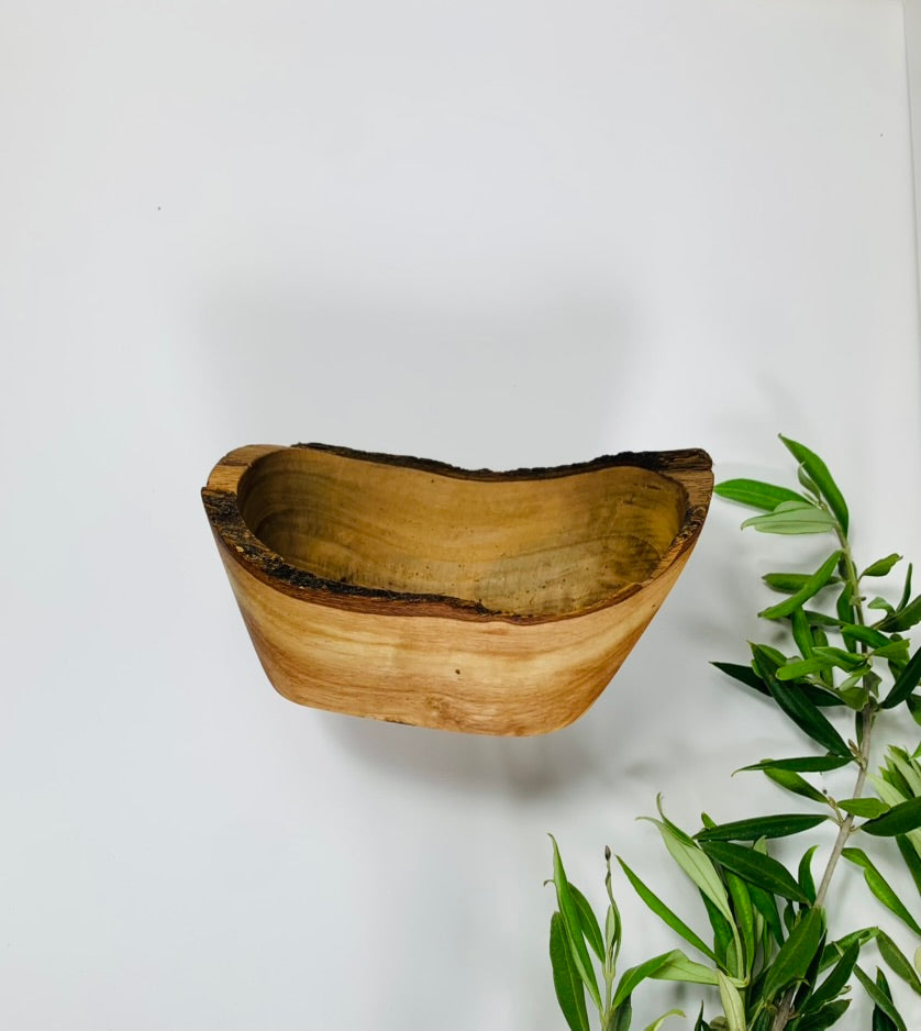 Olive Wood Trinket Dish, Live Edge Handmade Ring Dish, Natural Grain Wooden Jewellery Tray, Rustic Bedside Decor