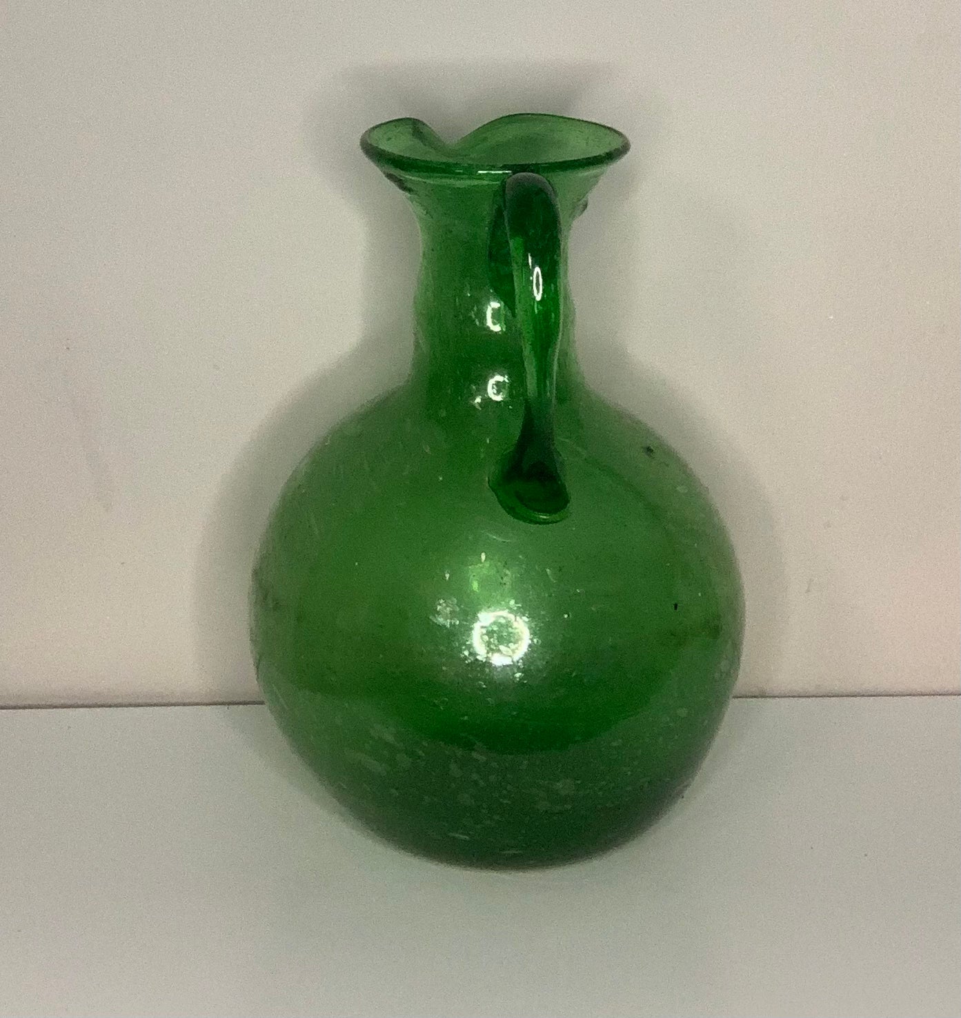 Hand Blown Emerald Green Decanter Carafe,