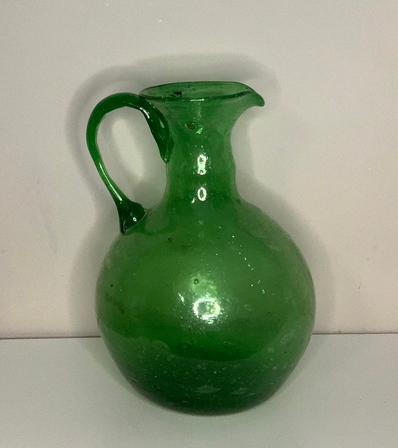 Hand Blown Emerald Green Decanter Carafe,