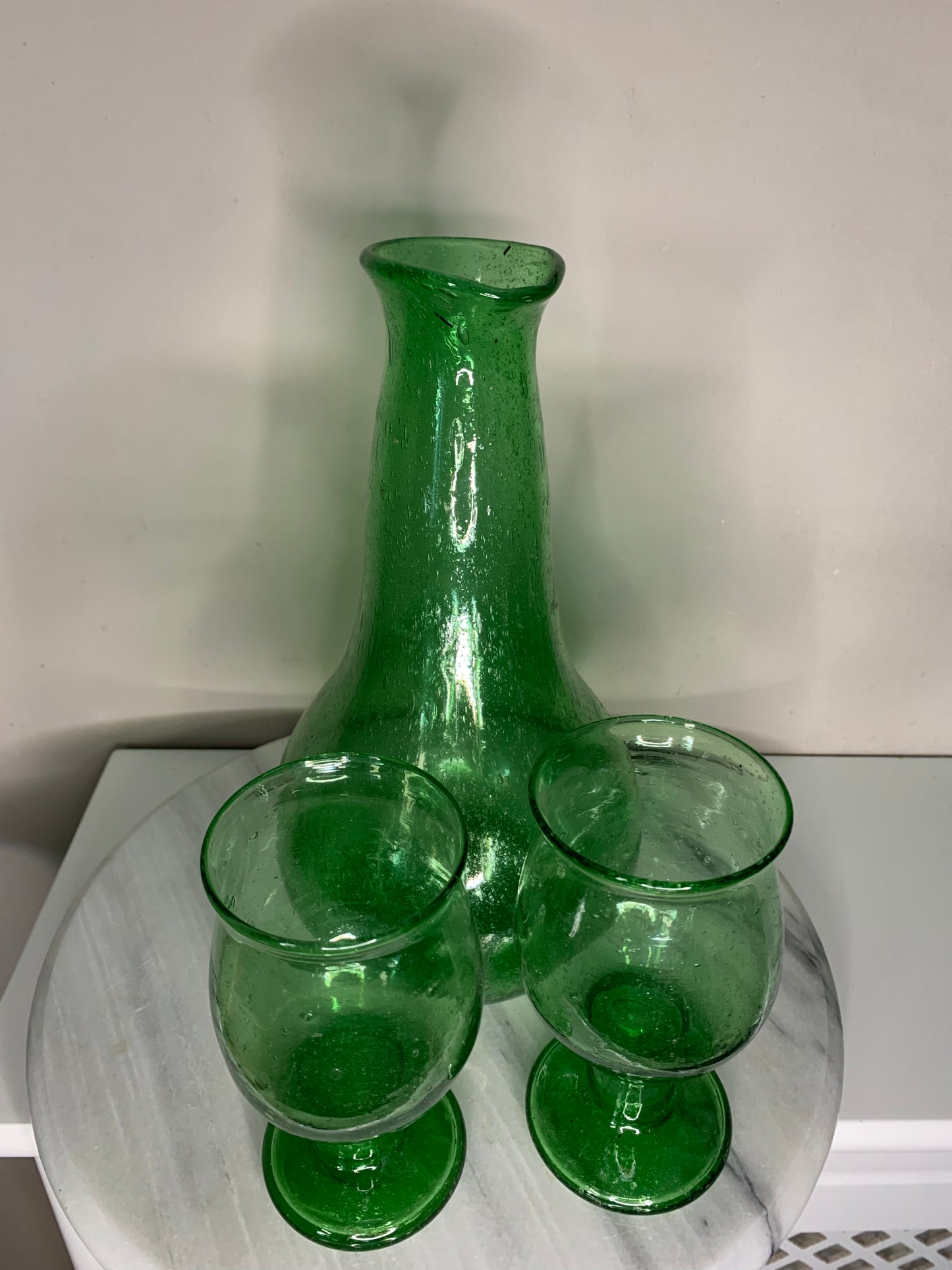 Hand Blown Emerald Green Decanter Carafe (no handle)