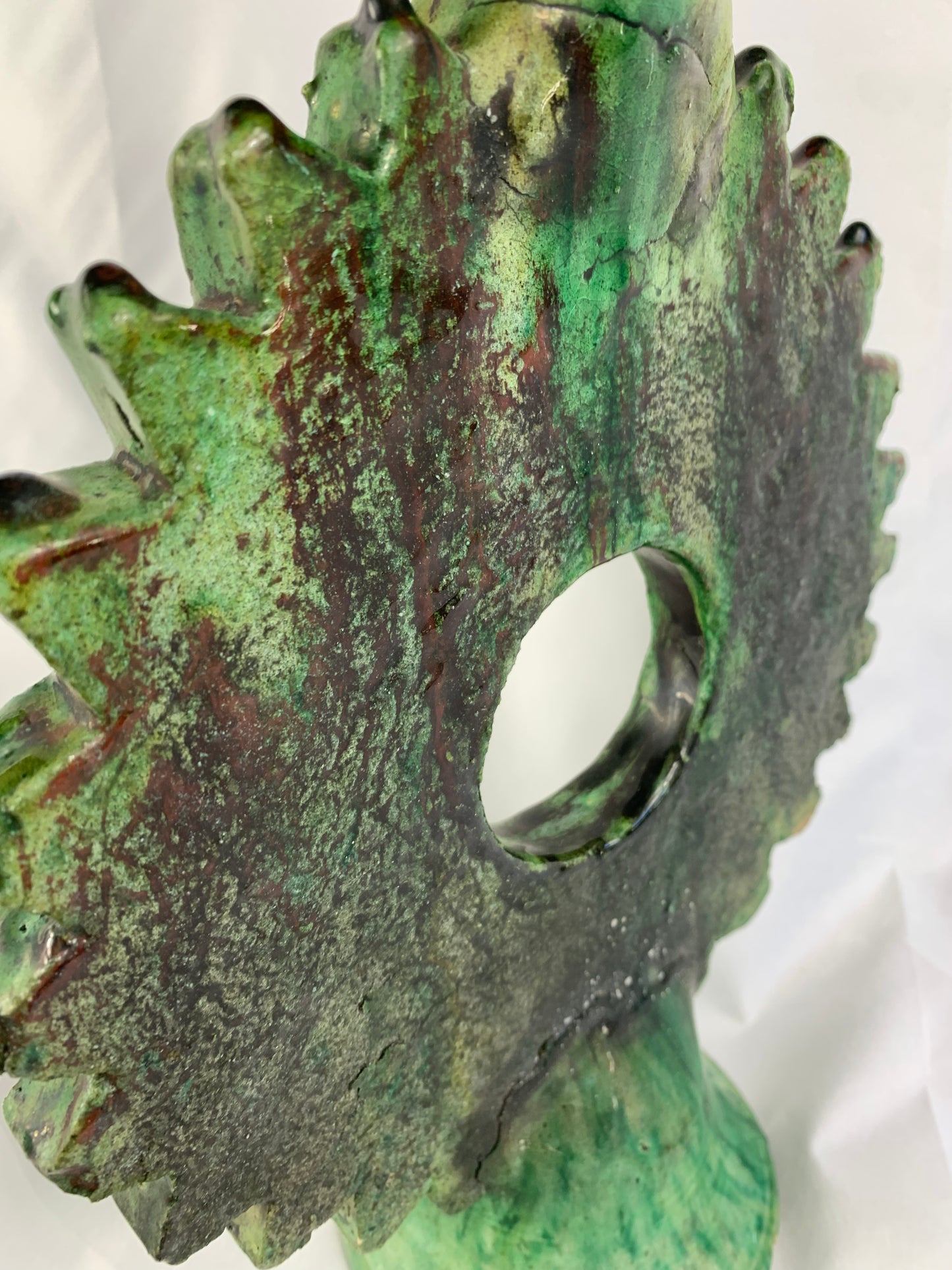 Large Sunburst Tamegroute Candlestick, Green Moroccan Pottery Candle Holder, Handmade Boho Mantel Decor