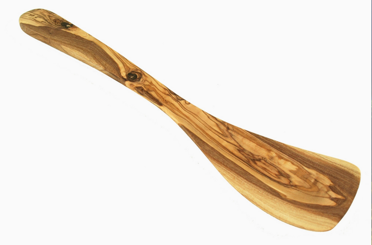 Olive Wood Spatula, Handmade Wooden Cooking Spatula, Long Handle Kitchen Utensil, Rustic Natural Grain Turner