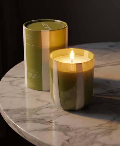 Fresh Olive & Lemon fragrance, MAEGEN 'Atlina' scented candle in  280g/10oz